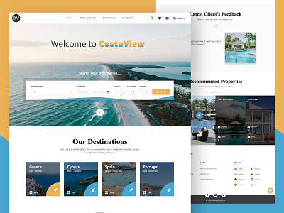 Costa View booking calander costa filter home page hotel booking image hover map places properties search bar travel ui desgin ux vacation we web web design