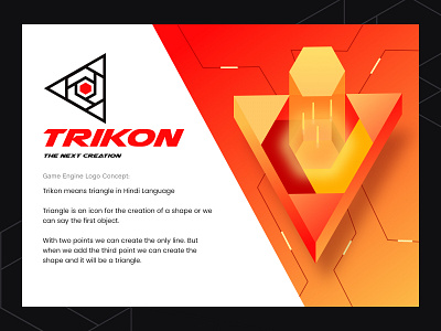 Trikon Game Engine Logo 3d logo branding concept design engine game game engine gradient color isometric logo logo design red color triangle logo