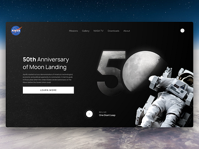 50th Anniversary of Apollo 11 Moon Landing apollo 11 design earth exploration historic interface moon moon landing nasa sketch ui uidesign web webdesign