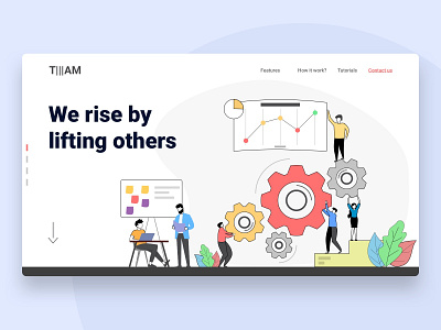 Teamwork artwork design flat gradient help illustration lifting rise teamwork ui vector web