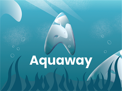 AquaWay Logo aqua branding design direction gradient logo sea ui vector watercolor way web