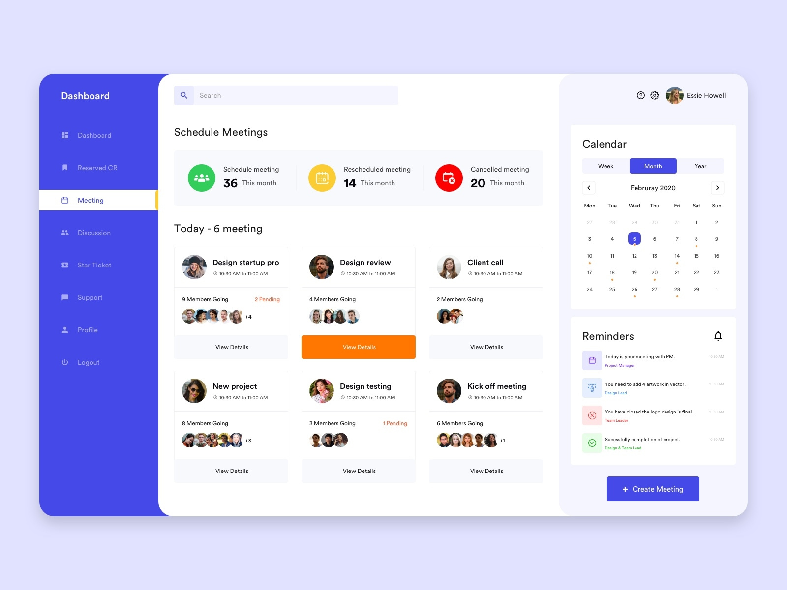 Team Meeting Dashboard by Yudiz Solutions Ltd on Dribbble