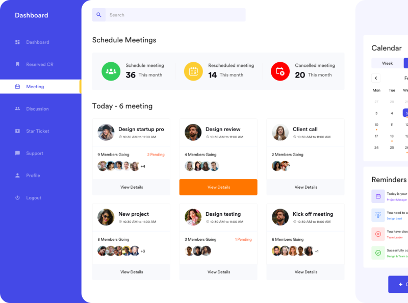 Team Meeting Dashboard by Yudiz Solutions Ltd on Dribbble