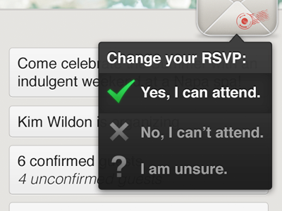 RSVP Menu drop down menu menu mobile ui ui