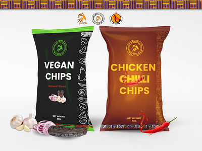 African Themed Chips Package Design. branding package design product