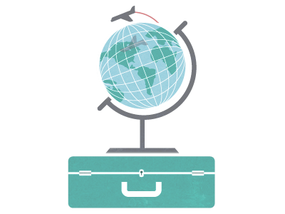 Travel atlas flat globe icon illustration map travel word