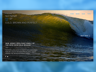 Surf Spots design fullscreen grid page site surf type ui ux wave web web page