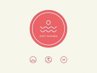 Hot Haven Exploration brand logo mark palm tree sauna studio sun surf tropical