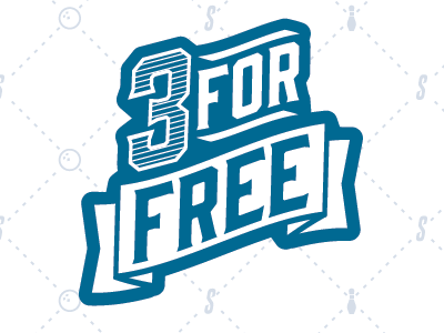 3 for Free blue bowling gin superstrike tenpin type