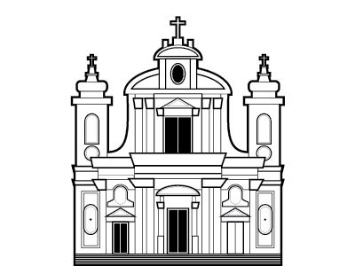 Girolamini black and white illustration italy naples napoli vector