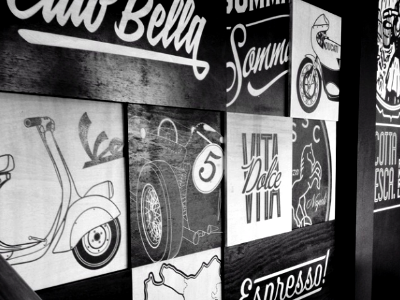 Caffe Wall Graphic black and white caffe illustration italy napoli vector wall
