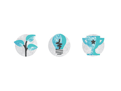 Textured Icons bulb icons light plant trophy vector