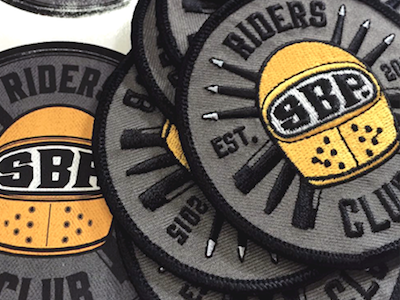 SBP Riders Club caferacer helmet lettering moto patch pens sixblackpens type visor