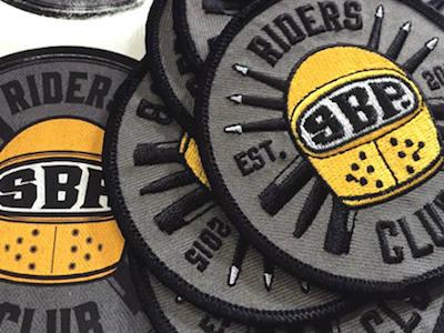 SBP Riders Club lettering visor caferacer sixblackpens helmet type pens moto patch