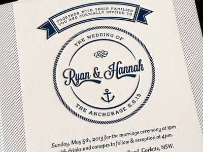 R & H Wedding Invitation invitation letter letter press press wedding