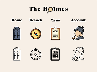 Sherlock Holmes-themed tab icons