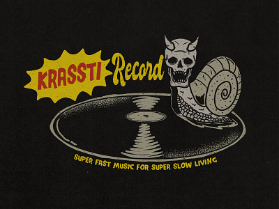 Super Fast Record for Super Slow Living artwork branding design hand drawn illustration logo record record label vintage vintage badge vintage logo