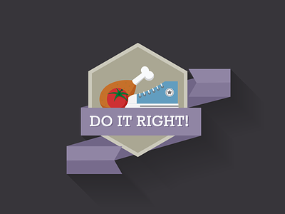Do it right! badge badge chicken leg converse flat design icon sneaker tomato