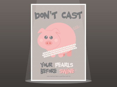 Pearls & Swine illustration pearls pig postcard swine vector