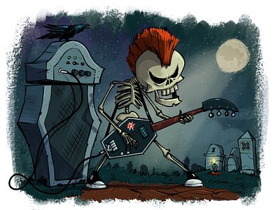 Punkeleton character design characters comic art concepts digital illustration graphic novel illustration music punk rock skeleton