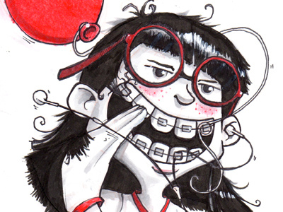 Day 9 of the #inktober challenge inktober pen ink girl braces humor drawing study character