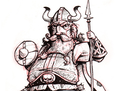 Day 16 of the Inktober Challenge character colored pencil drawing inktober pen ink sketch study viking