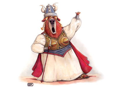 Opera Bear animal bear gouache humorous music opera painting pencil traditional viking watercolor