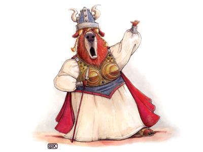 Opera Bear bear opera traditional painting watercolor gouache pencil animal humorous music viking