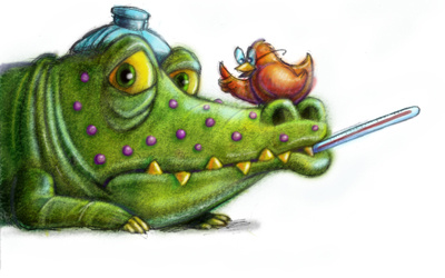 Gator Pox animal cartoon childrens book illustration digital funny humor illustration photoshop sick