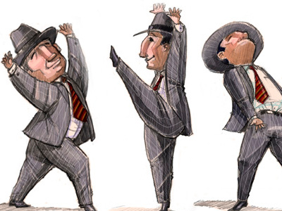 Dancing Businessman characters childrens book concepts pencil sketchbook sketches studies