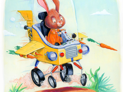 Commander Cottontail characters childrens books concepts gouache illustration machine rabbit traditional vehicle