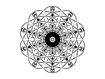 Black outline mandala circle meditation pattern