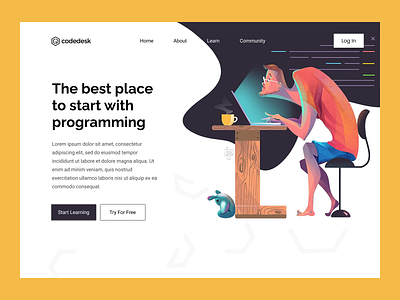 coding website landing page | DailyUI clean coding computer science courses dailyui design graphic design hacking illustration landing page learn minimal online learning plateform programming ui ux vector website design work from home