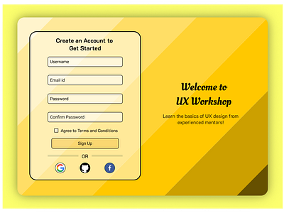 Daily UI #001 : Sign Up Screen for UX workshop