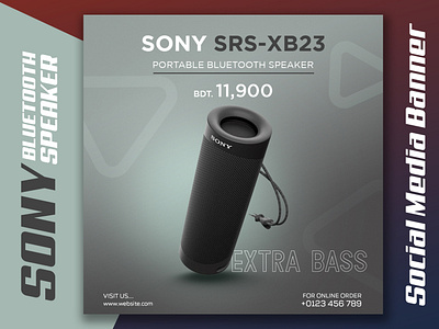 SONY Bluetooth Speaker Social Media Banner banner ad banner design bluetooth speaker branding design extra bass graphic design illustration portable speaker product banner sony sony srs xb23