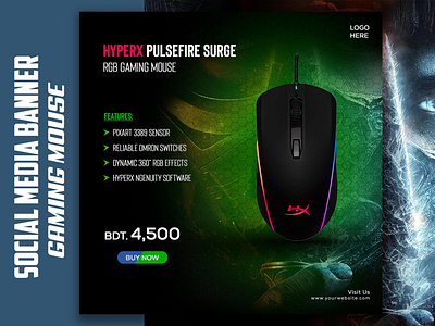 HyperX Pulsefire Gaming Mouse I Social Media Banner Post