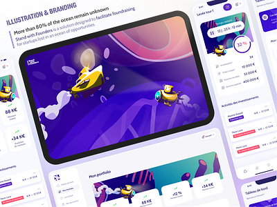 Illustration & Brand design of an early stage startup app branding dashboard design identity illustration landing page ocean product submarine ui