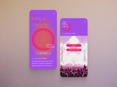 The Big Sun - music festival branding festival fiolet gradient music music festival orange ui ux