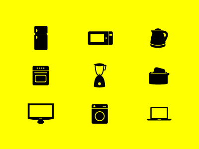 home appliances icon set app application black clean ejifa hyper island hyperisland ipad iphone jakub burkot minimal simple yellow