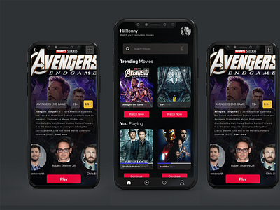 Movie app ui, Netflix app ui