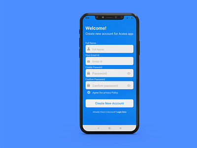 Create new account ui for app