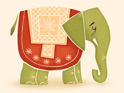 Elephant cut paper elephant illustration