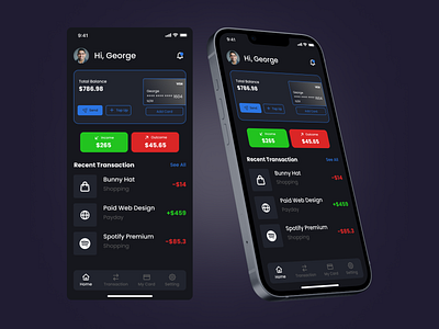 Digital Wallet - UI Mobile App Design app branding dark design financial mobile mode money ui ux