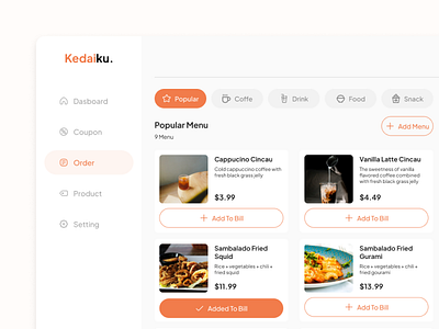 Kedaiku - Order Screen Web Dashboard UI Design