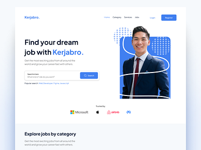 Kerjabro - Job Portal Website branding design header illustration ui ux web website