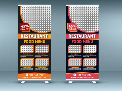 FOOD Roll Up Banner Design Template.