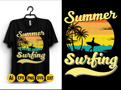 Summer Surfing T-shirt Design Template