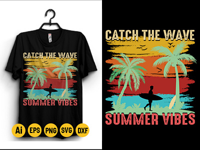 CATCH THE WAVE SUMMER VIBES T-SHIRT summer quote
