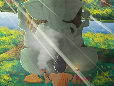 Ganesha concept art design devotee art forest art illustration minimal