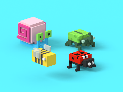 Team i 3d bee cubes insects pixel voxel voxelart